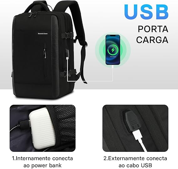 Mochila Executiva Impermeável com Entrada USB – Ideal para Viagens e Notebook - Minha loja