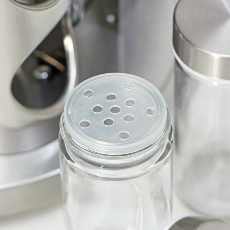 Porta Temperos e Condimentos Giratório em Inox - 12 Potes - Minha loja