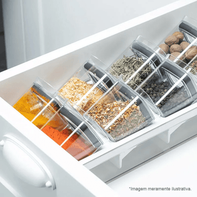 Organizador De Temperos 9pçs Gaveta Armário Cozinha Bambu - Minha loja