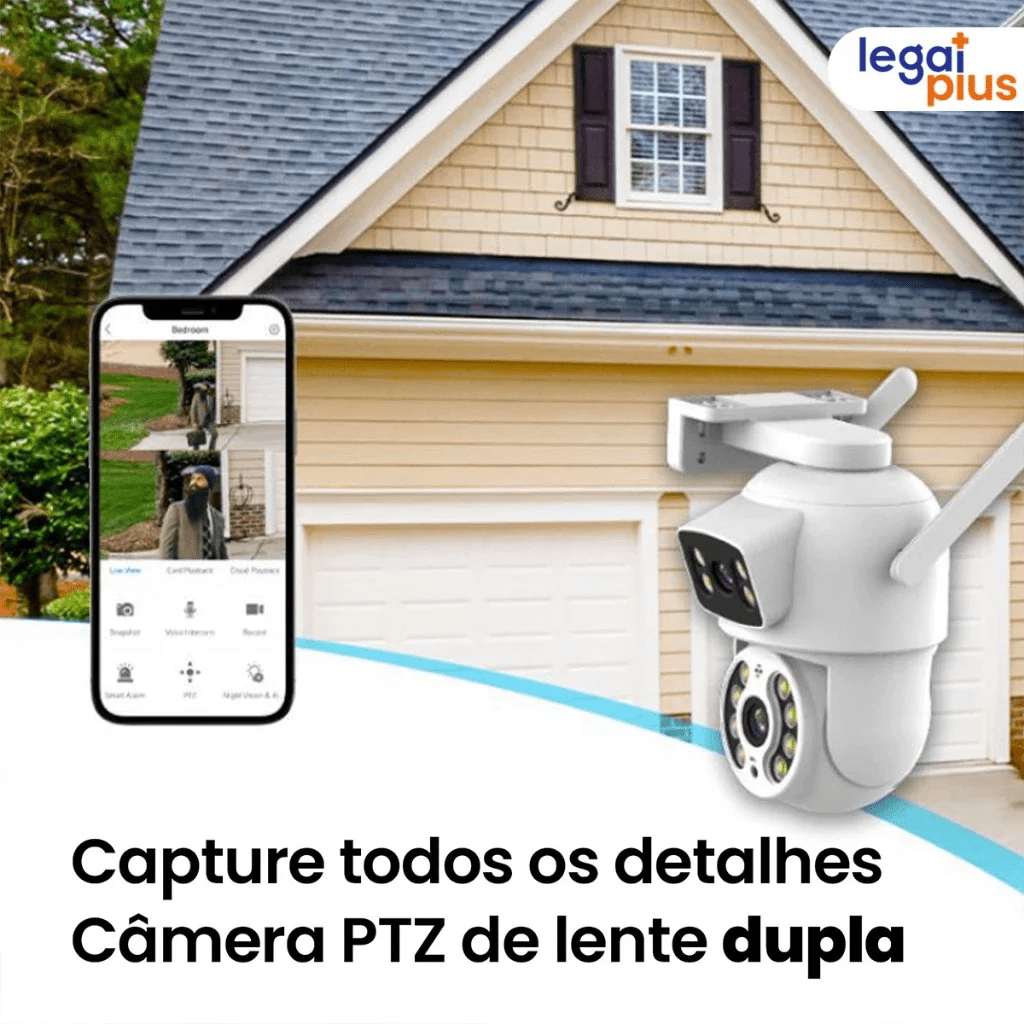 Câmera de Segurança Wi - Fi 360° com Lente Dupla ICSEE, IP66, Visão Noturna e Sensor de Movimento – 2 em 1 (Fixa + Giratória) - Minha loja