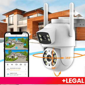 Câmera de Segurança Wi - Fi 360° com Lente Dupla ICSEE, IP66, Visão Noturna e Sensor de Movimento – 2 em 1 (Fixa + Giratória) - Minha loja