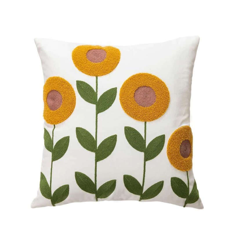 Capa de Almofada com Bordado Floral - Minha loja
