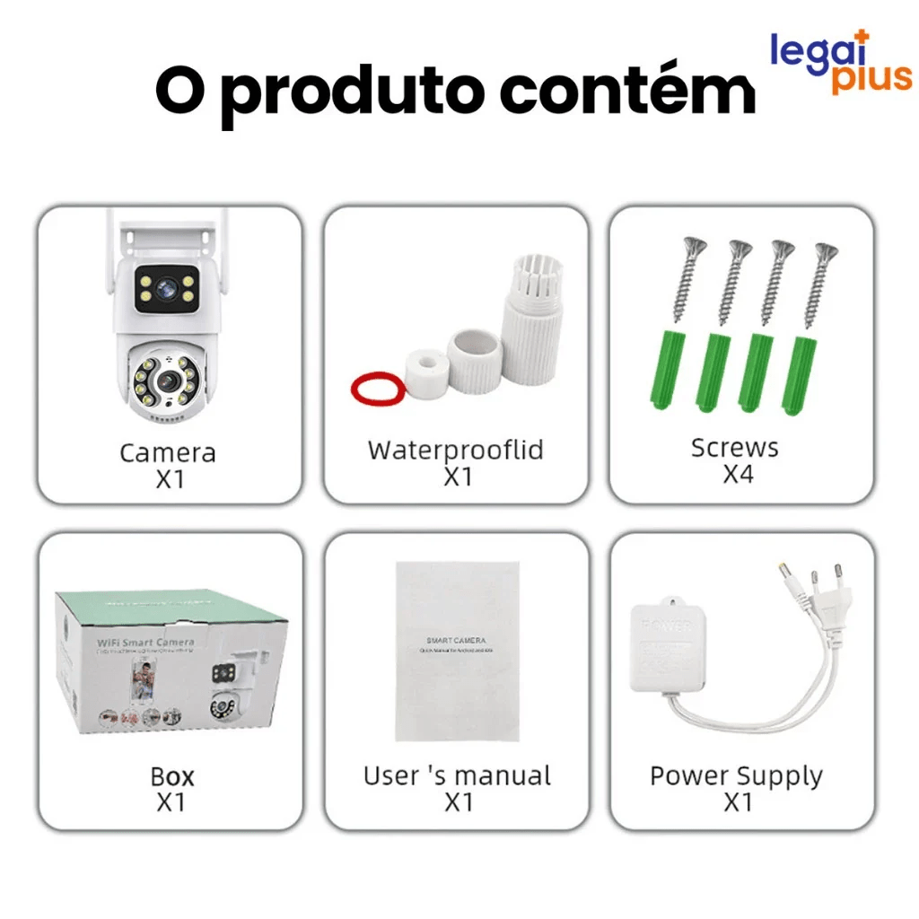 Câmera de Segurança Wi - Fi 360° com Lente Dupla ICSEE, IP66, Visão Noturna e Sensor de Movimento – 2 em 1 (Fixa + Giratória) - Minha loja