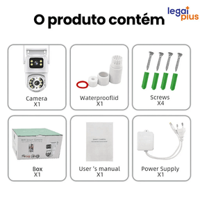 Câmera de Segurança Wi - Fi 360° com Lente Dupla ICSEE, IP66, Visão Noturna e Sensor de Movimento – 2 em 1 (Fixa + Giratória) - Minha loja