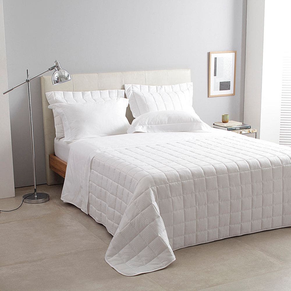 Jogo de Cama Casal Cetim 300 Fios Buddemeyer Damask Stripes 100% Algodão Penteado Branco 4 peças - Minha loja