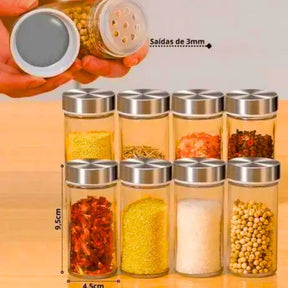 Porta Temperos e Condimentos Giratório em Inox - 12 Potes - Minha loja