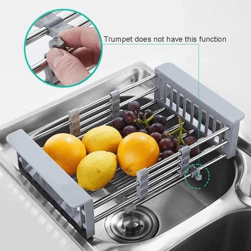 Cesto Ajustável Premium - Escorredor de Pia Ajustável em Inox para Cozinha - Minha loja