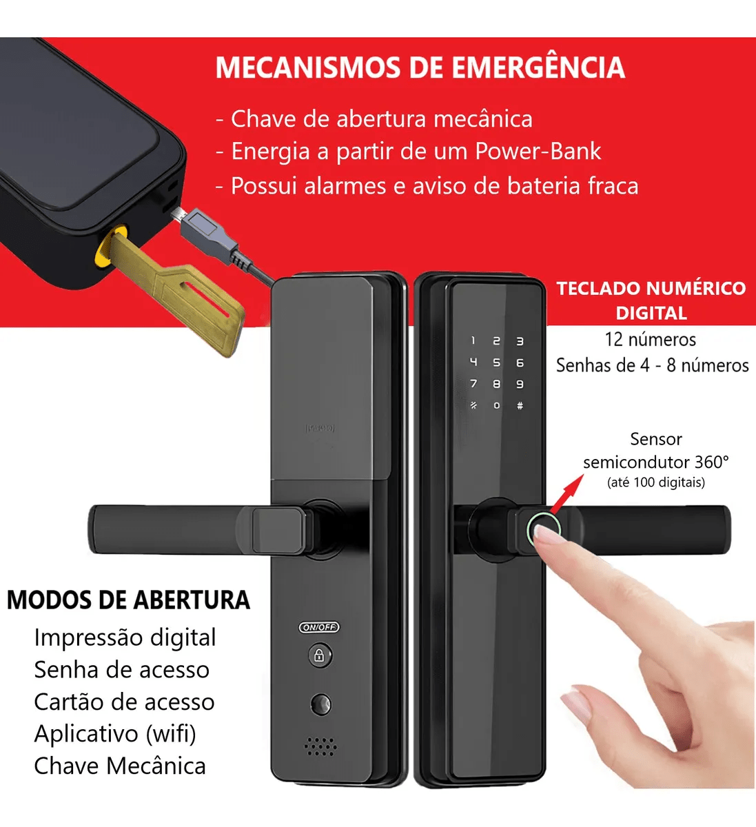 Fechadura Digital Biométrica Cartão Senha Tag Aite - Minha loja