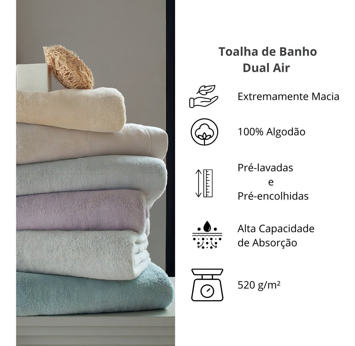 Jogo Banho Buddemeyer 05 Peças Dual Air Cotton 100% Algodão Cor Dual Air Branco - Minha loja
