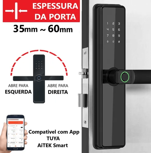 Fechadura Digital Biométrica Cartão Senha Tag Aite - Minha loja