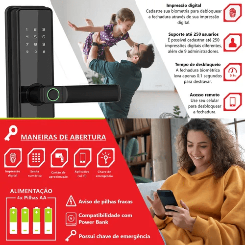 Fechadura Digital Biométrica Cartão Senha Tag Aite - Minha loja