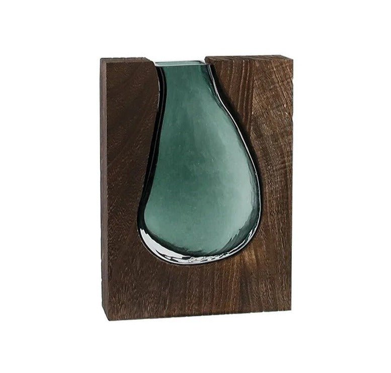 Vaso Decorativo Hidropônico de Vidro e Madeira - Minha loja