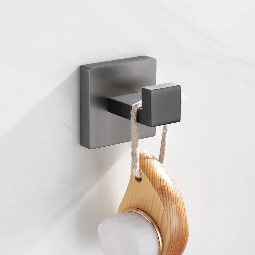 Kit Acessórios Para Banheiro 5 Peças Inox Grafite Escovado - Minha loja