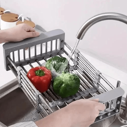 Cesto Ajustável Premium - Escorredor de Pia Ajustável em Inox para Cozinha - Minha loja