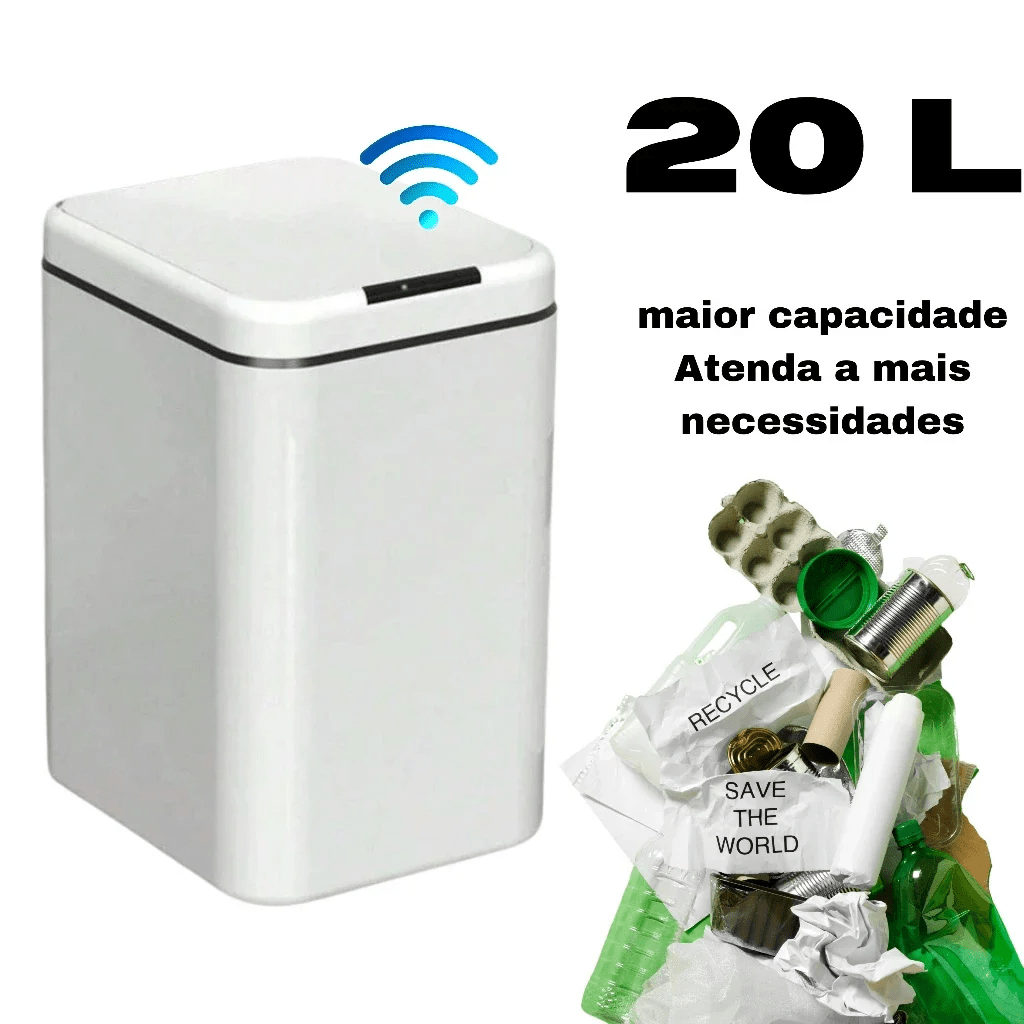 Lixeira com Tampa Automática e Sensor – 20 Litros, Moderna e Higiênica - Minha loja