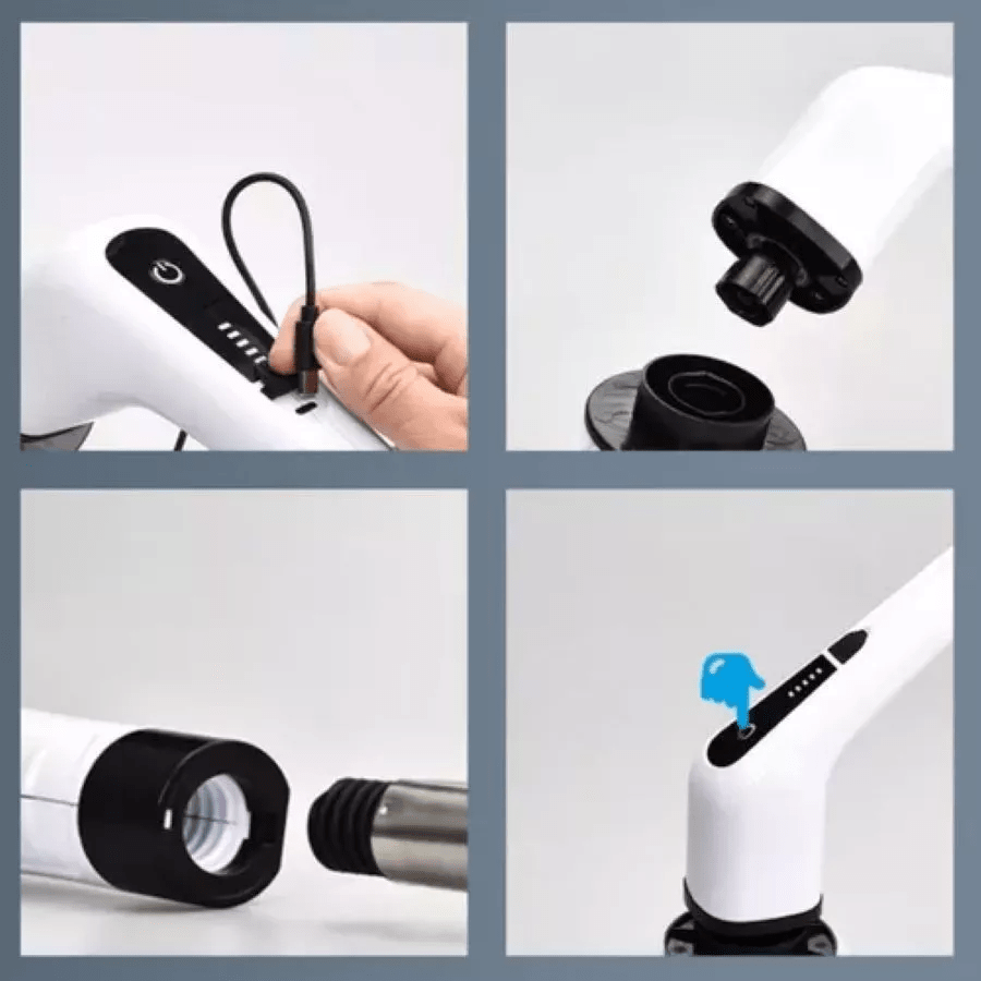Escova Esfregão Elétrica 9 em 1 Recarregável – Rotação 360° com Cabo Extensor - Minha loja