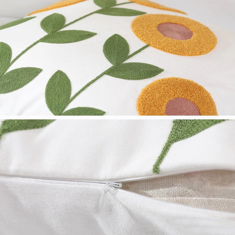 Capa de Almofada com Bordado Floral - Minha loja
