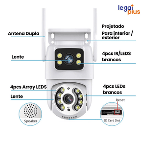 Câmera de Segurança Wi - Fi 360° com Lente Dupla ICSEE, IP66, Visão Noturna e Sensor de Movimento – 2 em 1 (Fixa + Giratória) - Minha loja
