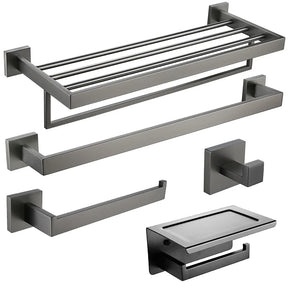Kit Acessórios Para Banheiro 5 Peças Inox Grafite Escovado - Minha loja