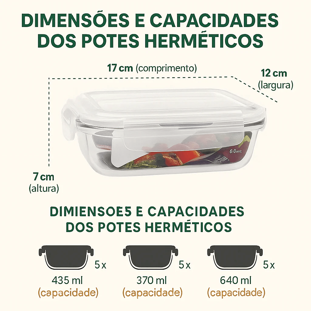 Kit 15 Potes Herméticos de Vidro + 10 Copos de Vidro Aruba de Brinde - Minha loja