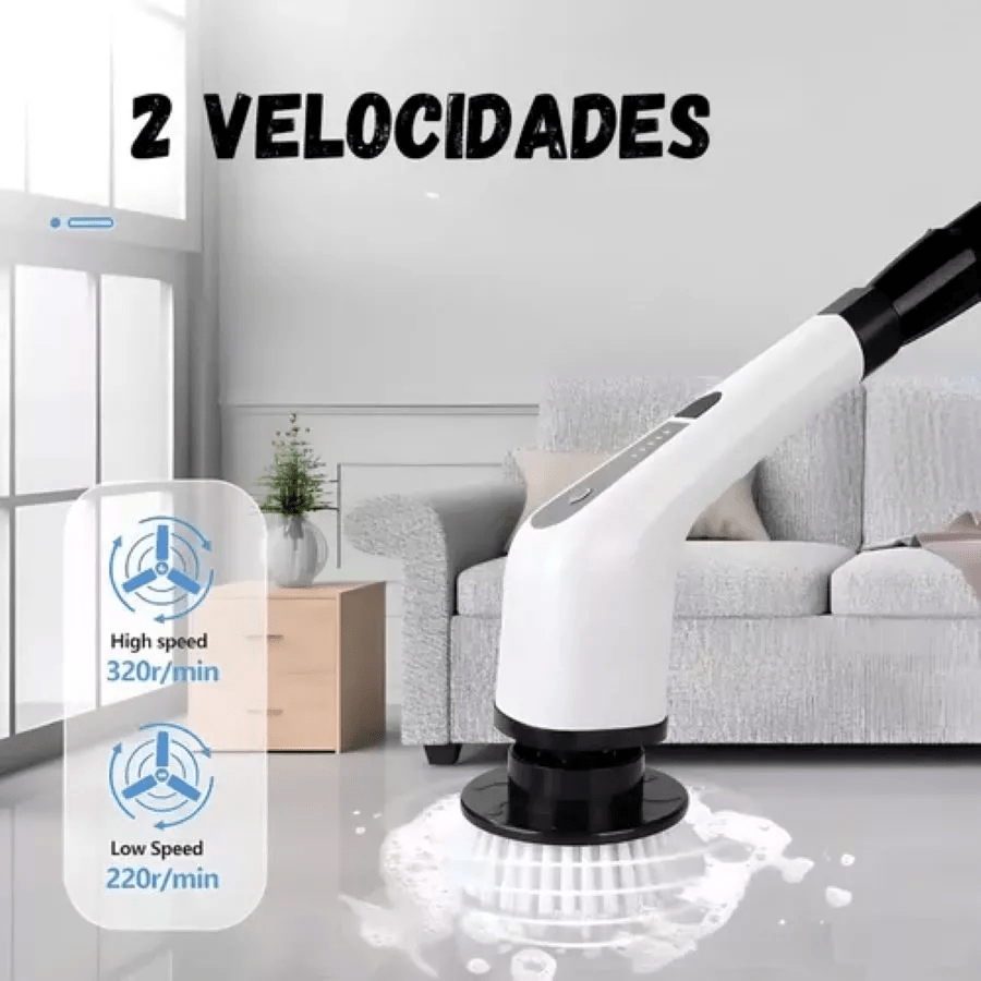 Escova Esfregão Elétrica 9 em 1 Recarregável – Rotação 360° com Cabo Extensor - Minha loja
