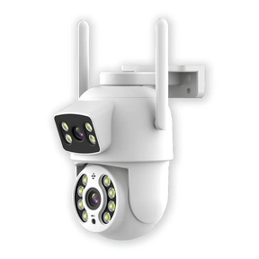 Câmera de Segurança Wi - Fi 360° com Lente Dupla ICSEE, IP66, Visão Noturna e Sensor de Movimento – 2 em 1 (Fixa + Giratória) - Minha loja