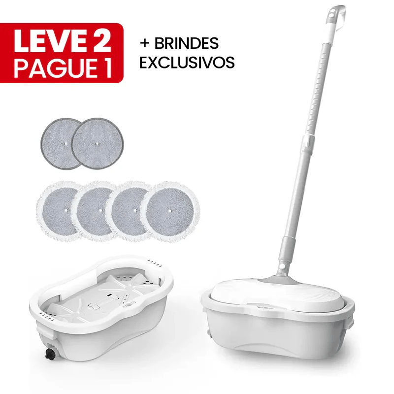 [LEVE 2 PAGUE 1]Mop Elétrico + BRINDES: Módulos de Limpeza e Tanque Suporte - Minha loja