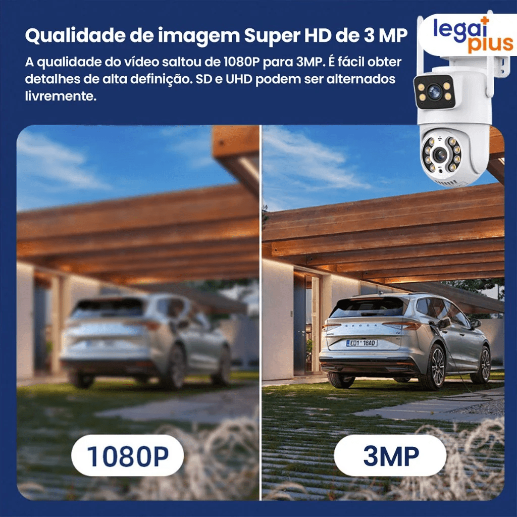 Câmera de Segurança Wi - Fi 360° com Lente Dupla ICSEE, IP66, Visão Noturna e Sensor de Movimento – 2 em 1 (Fixa + Giratória) - Minha loja
